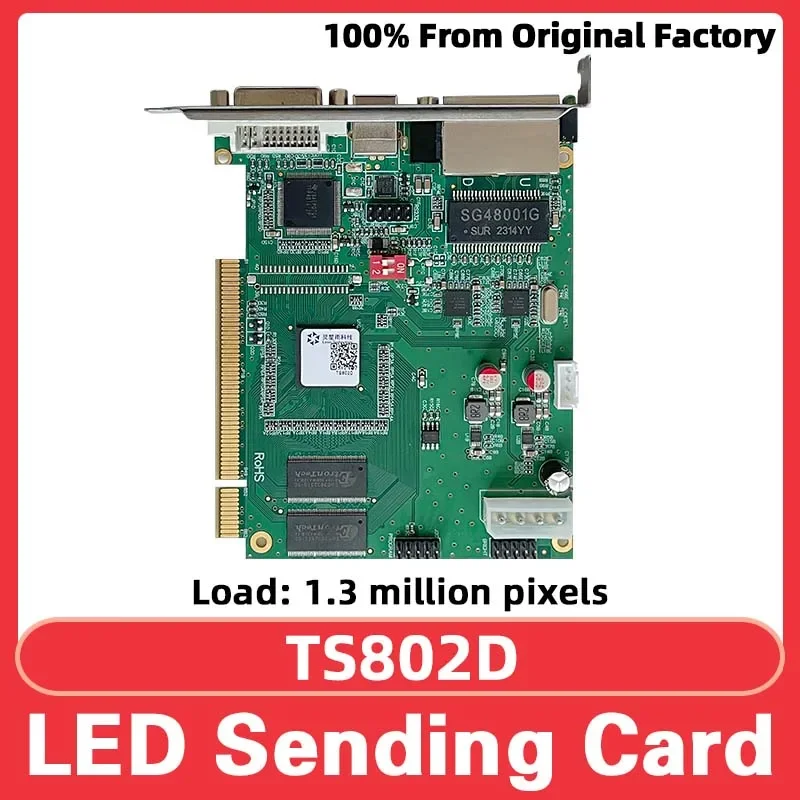 Linsn TS802D Video Pared a todo Color HUB75 Panel LED Señal luminosa Tarjeta de envío Pantalla LED Pantalla de píxeles Placa base DVI