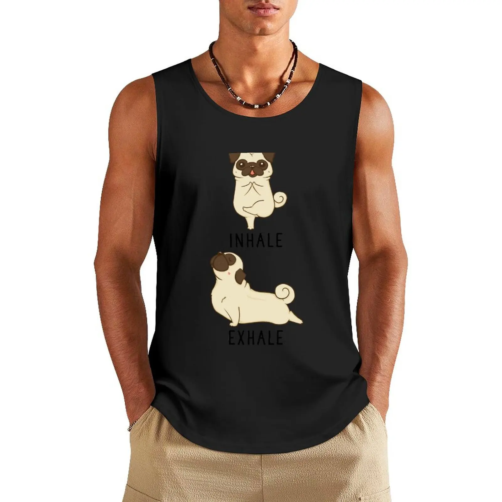 

Inhale Exhale Pug Yoga Tank Top Sportswear for men cool things Top summer quick-drying t-shirt