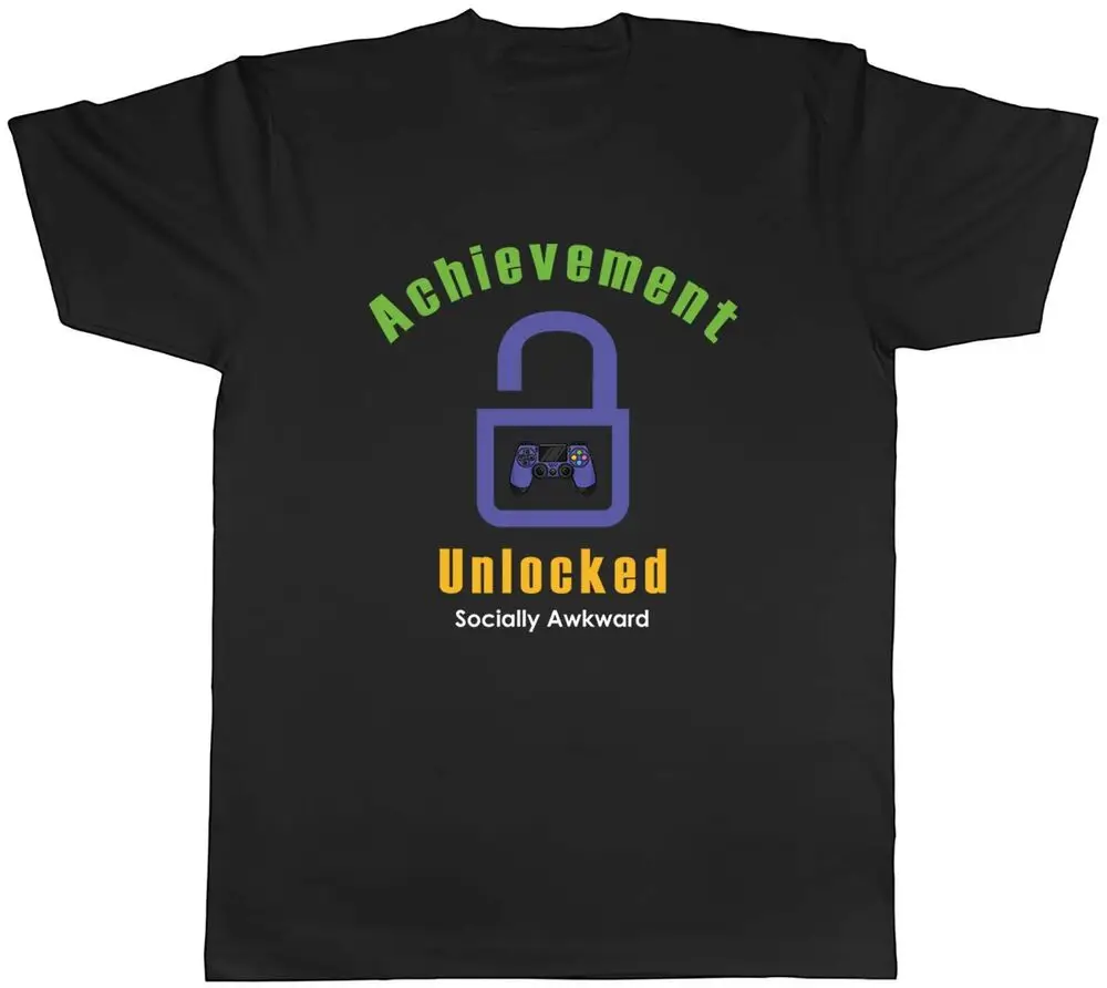 Achievement Unlocked Mens T-Shirt Video Gaming Gamer Tee Gift Anime Graphic T-shirts For Men