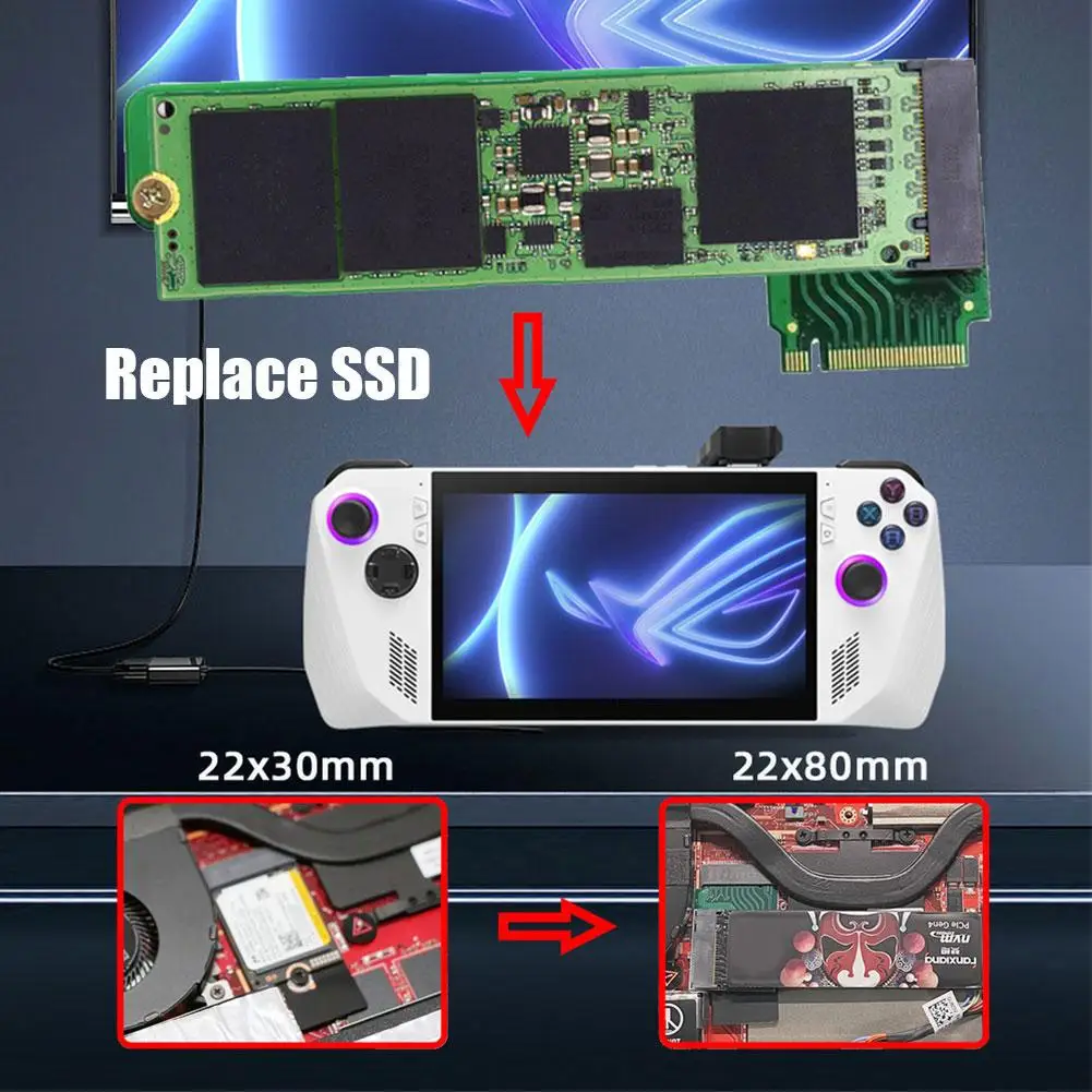 For Rog Ally Handheld Conversion 2230 To 2280 SSD Hard Drive Expansion Board NVME M-Key M.2 PCIE 4.0 Adapter Long/Short