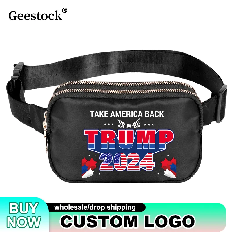 Geestock Custom Heuptassen Toe Te Voegen Uw Ontwerplogo Personaliseer Duble Rits Heuptasje Schouderborsttas Trump 2024 Usa