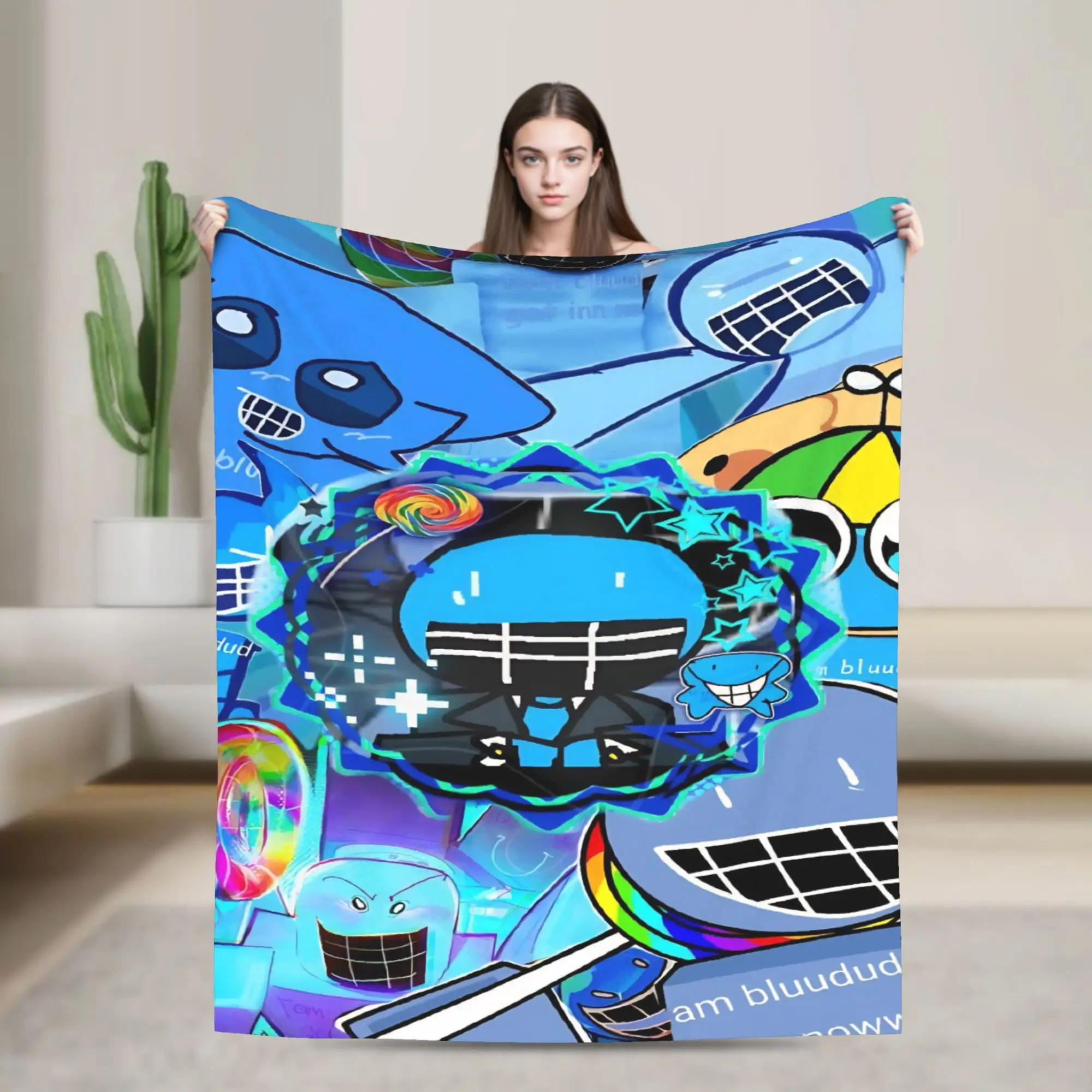 Bluudude Gubby Spawn Point Blankets Forsaken Game Picnic Flannel Throw Blanket For Couch Chair Sofa Bed Soft Bedspread Gift Idea