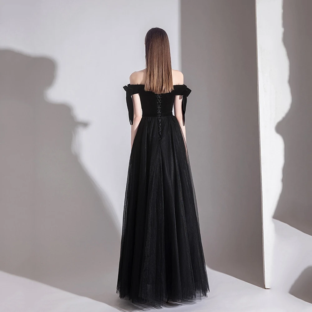 Prom Dress Boat Neck Floor-Length Sexy Dresses Woman Party Night Prom Dresses