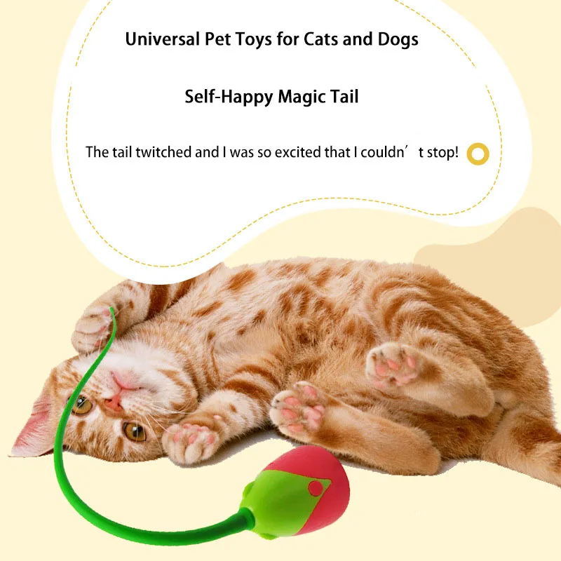 

Interactive Cat Toy USB Electric Intelligent Rolling Ball Toy Cats Pet Silicone Automatic Rotate Mouse Tail Kitten Teaser Stick