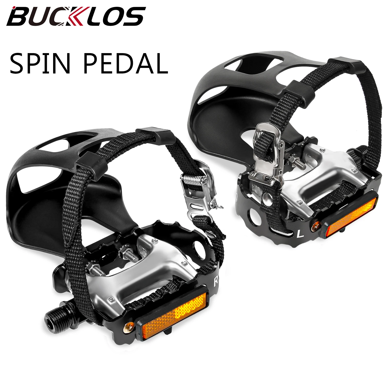 

BUCKLOS Toe Clip Pedal Aluminum Alloy Bicycle Spin Pedal Non-slip Indoor Exercise Bike Pedals Dynamic Bike Pedals Bicycle Part