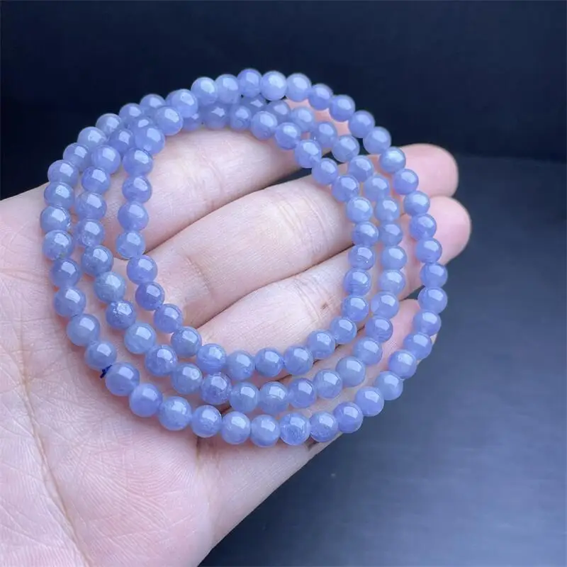 4.5MM Natural Tanzanite Triple Circle Bracelet Fashion Gemstone Crystal Jewelry For Women Healing Bohemia Holiday Gift 1PCS