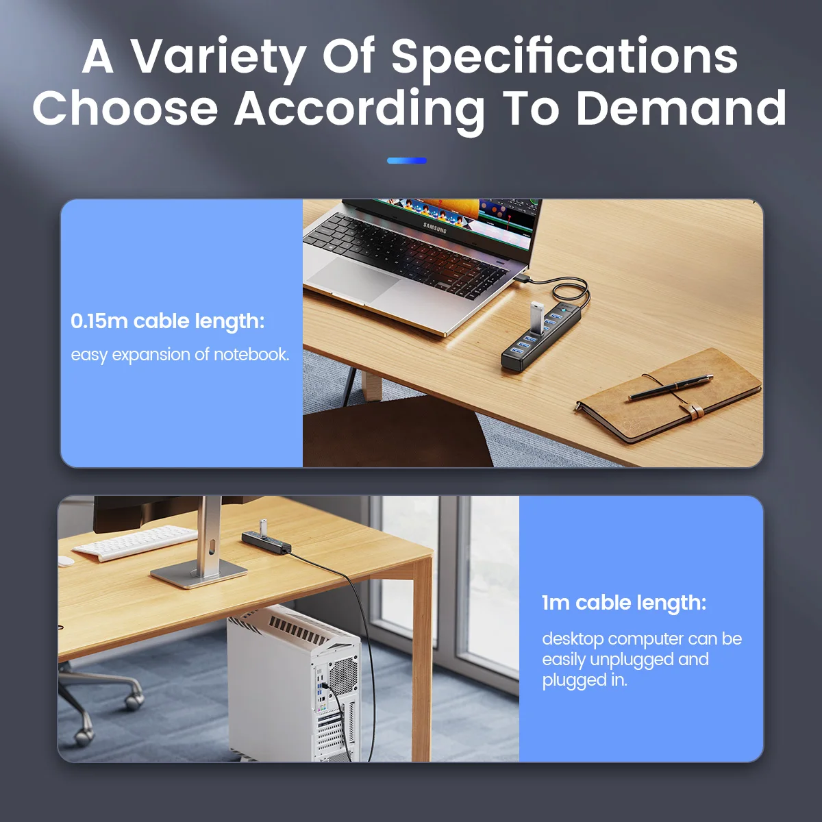 ORICO USB 3.0 HUB 5Gbps Dock Station 7 Ports USB A Type C HUB High Speed Splitter OTG Adapter For PC Accessories Huiwei Xiaomi
