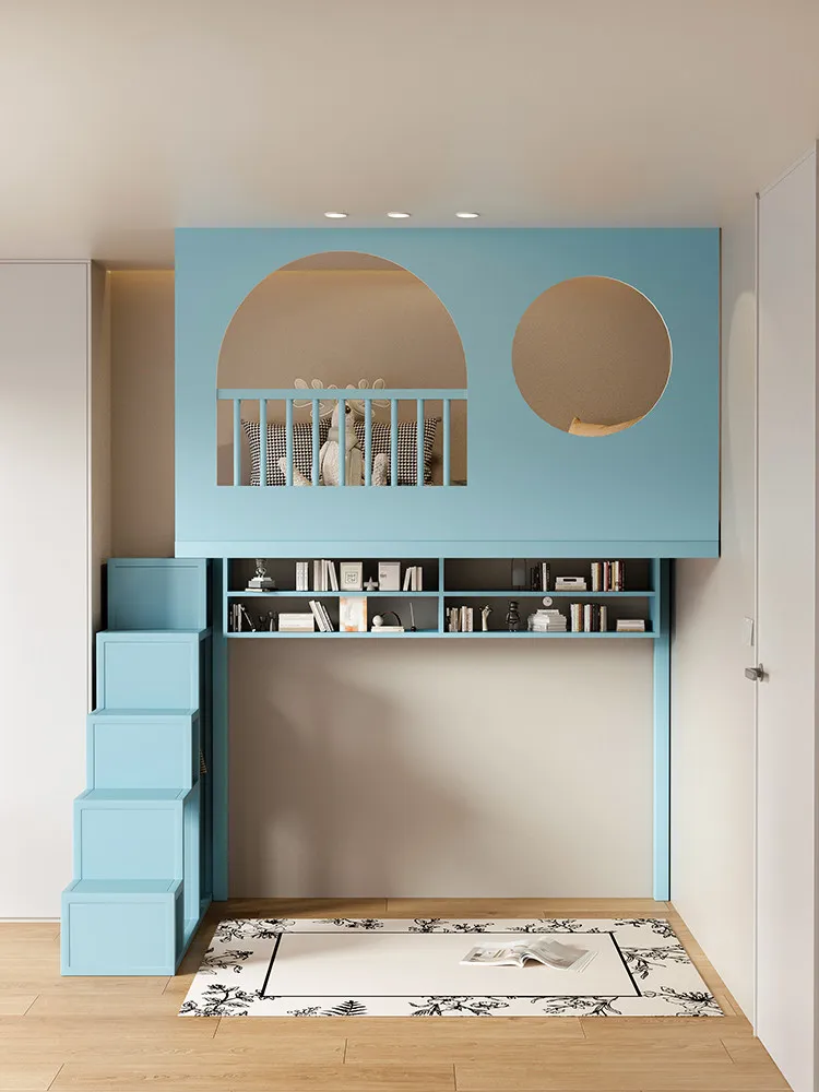 

Duplex elevated bed on the under the table combination children's bed does not interfere with each other mother