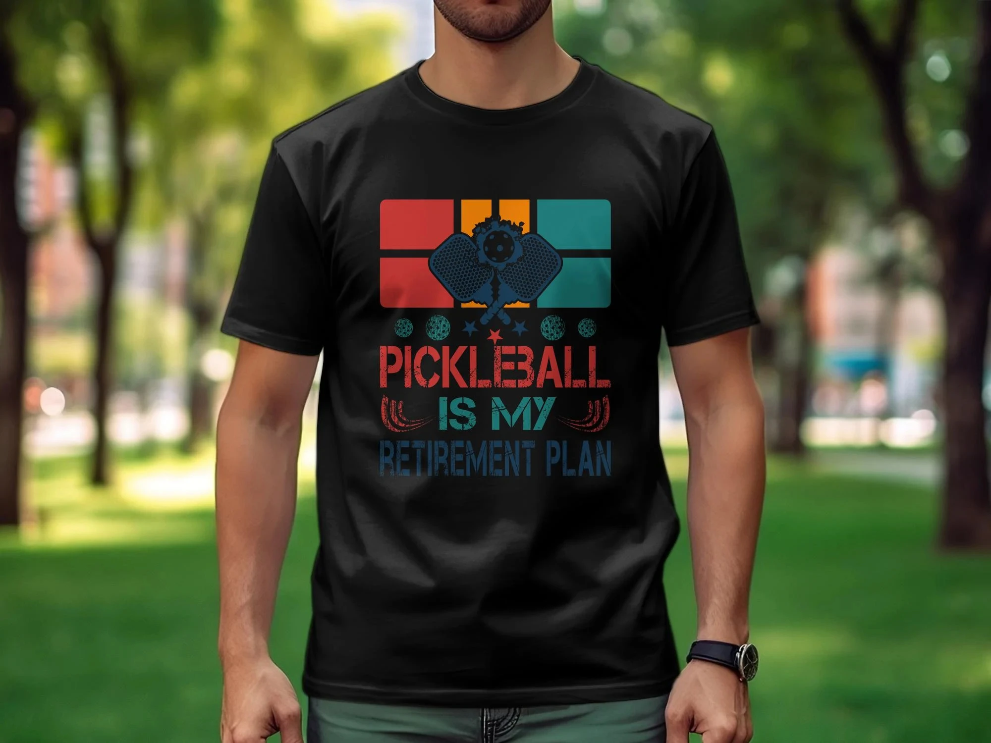 Vintage Pickleball Retirement Plan T-Shirt Funny Pickleball Player Gift Unique Senior Sports Tee Unisex Casual Fashionable  Wear