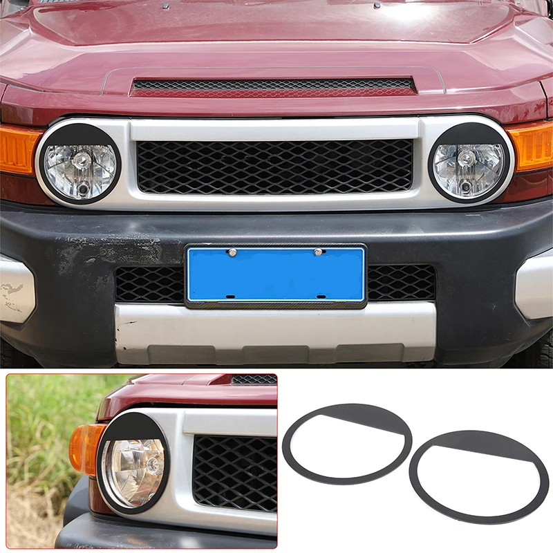 

For Toyota FJ Cruiser 2007-2021 Aluminum Alloy Black Car Shape Headlight Decoration Sticker Car Exterior Protection Accessories