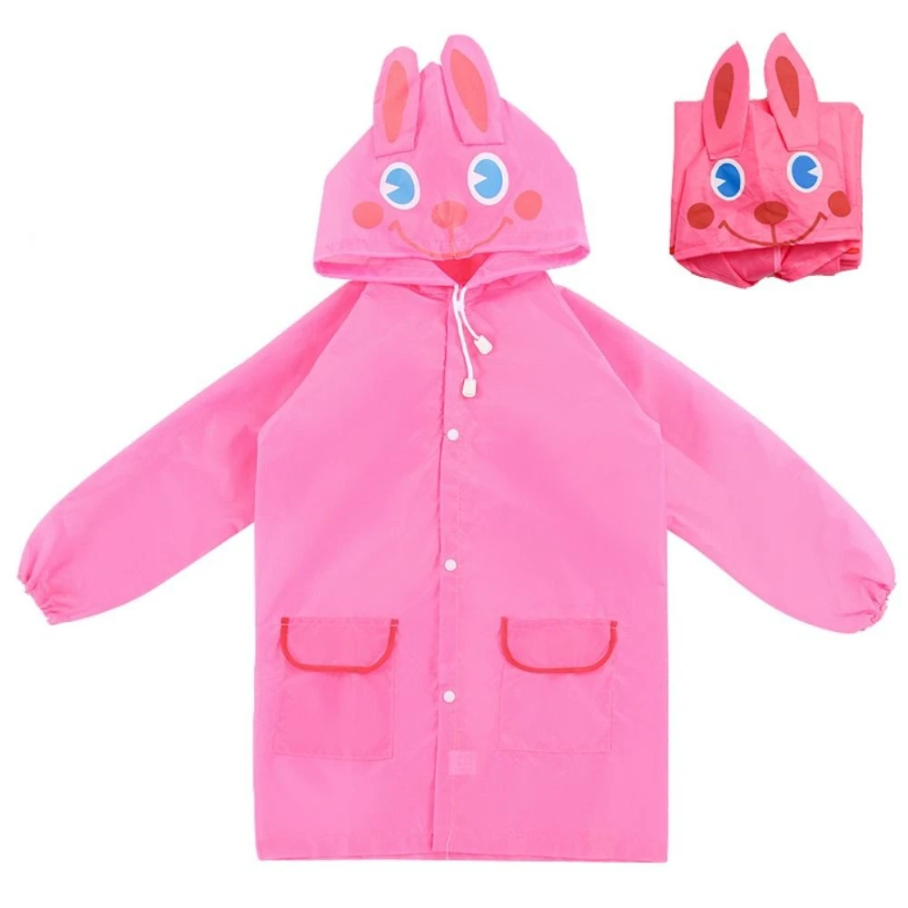 Lovely Cartoon Animal Style Kids Raincoat Waterproof with Hat Kids Rain Gear Durable Kids Poncho Baby