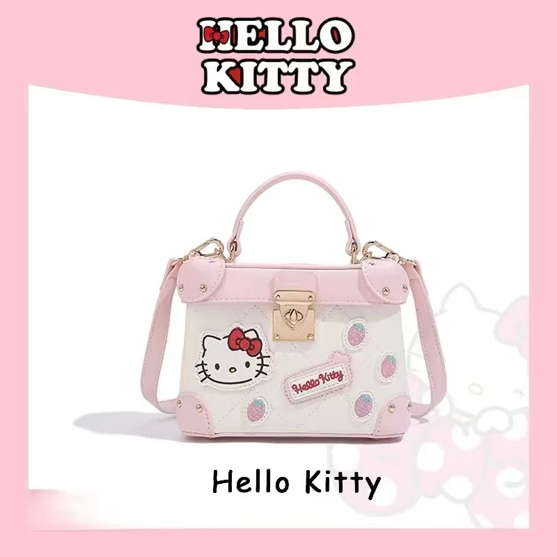 

Сумка-кейс Sanrio Hello Kitty с милой вышивкой клубники, с верхней ручкой и съемным ремешком через плечо