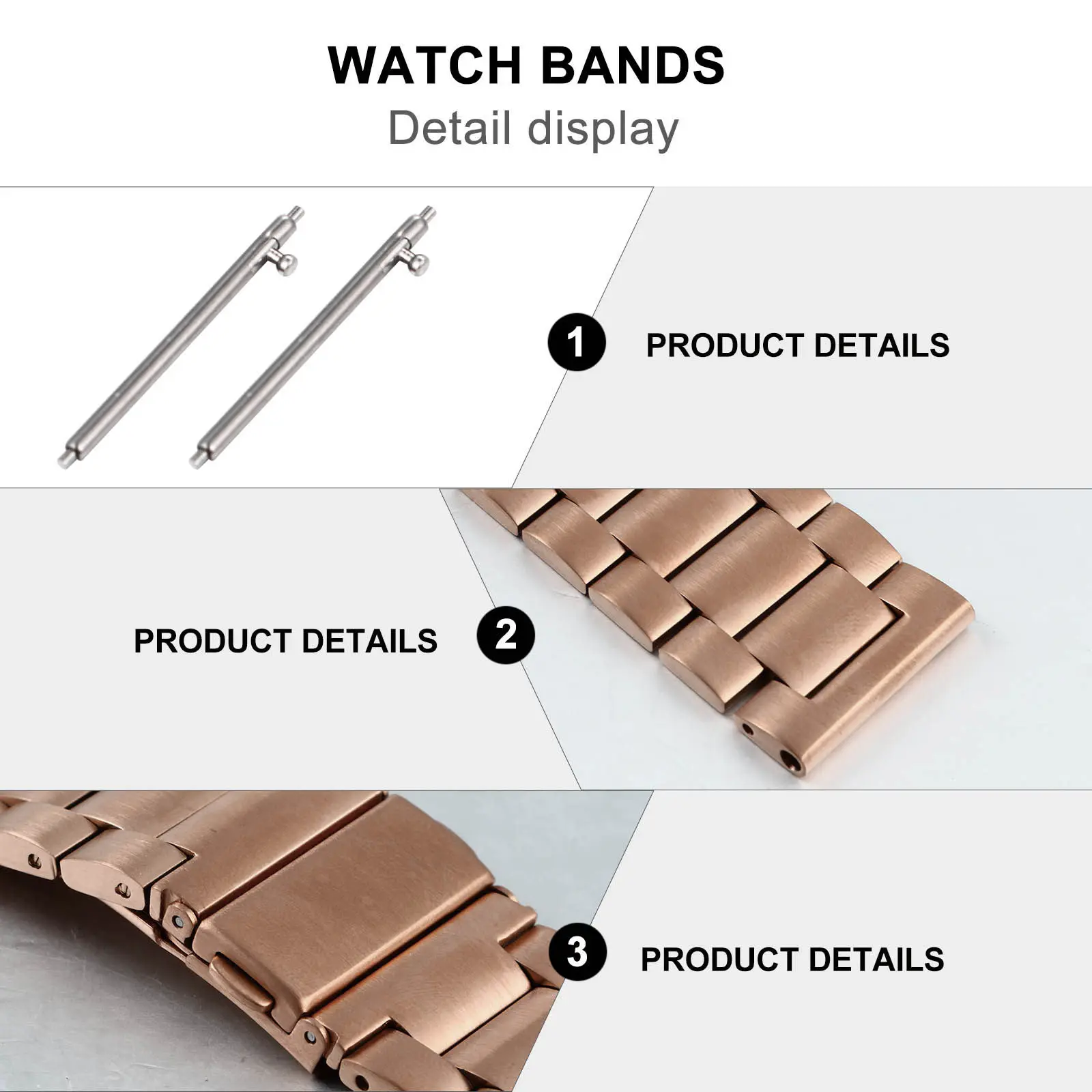 Premium Stainless Steel Three-Bead Watch Band for Men and Women Slim Luxury Replacement Band Quick Release Compatible with