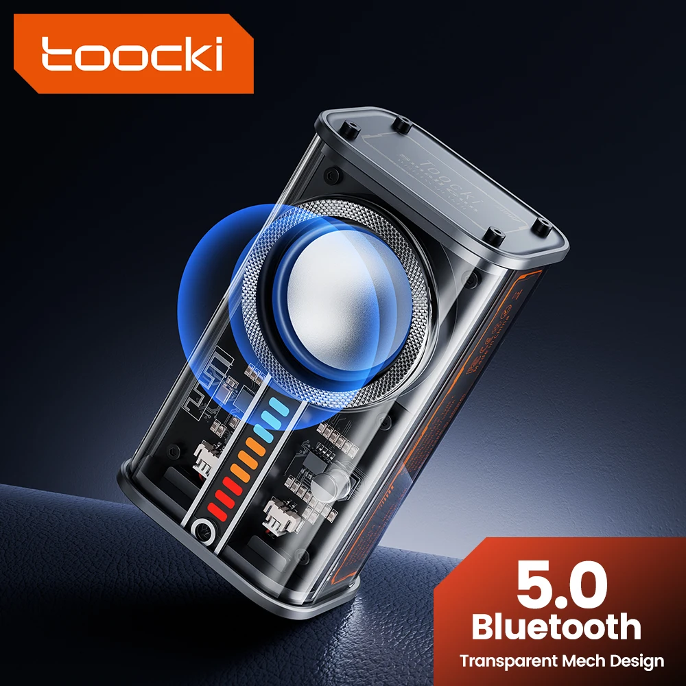 Toocki K07 Loudspeaker Sound Box Transparent Wireless Mecha Speakers Shake Speakers Audio Player Bluetooth 5.0 Stereo Surround