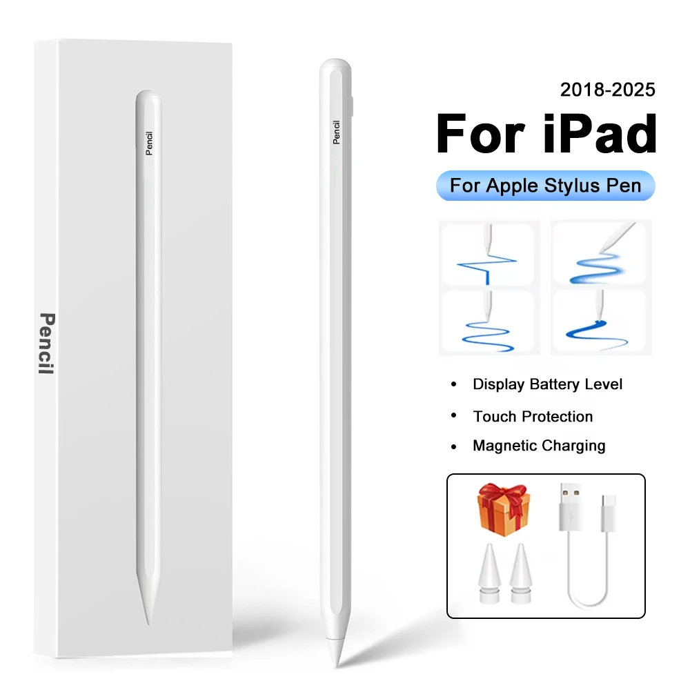 For Apple Pencil For iPad A16 2025 Pro 12.9 Air 13 11 M3 M4 Stylus Pen 10th Generation 10.9 Air 4 5 Mini 6 7 8th 10.2 Touch Pens