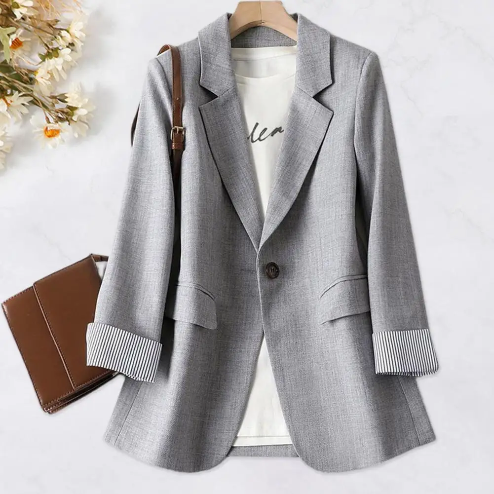 Korean Style Slim Fit Women Suit Coat Women Spring Coat Striped Cuff Slim Fit OL Commute Blazer Jacket Casual Women Jacket 80%