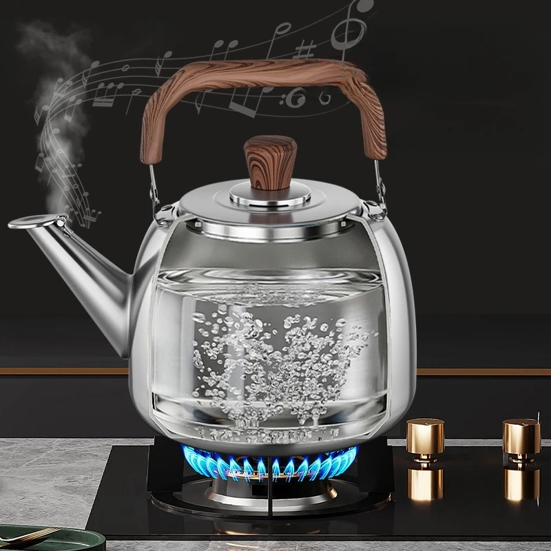 

316 stainless steel kettle 2025 new household food grade thickened whistle kettle gas open flame kettle