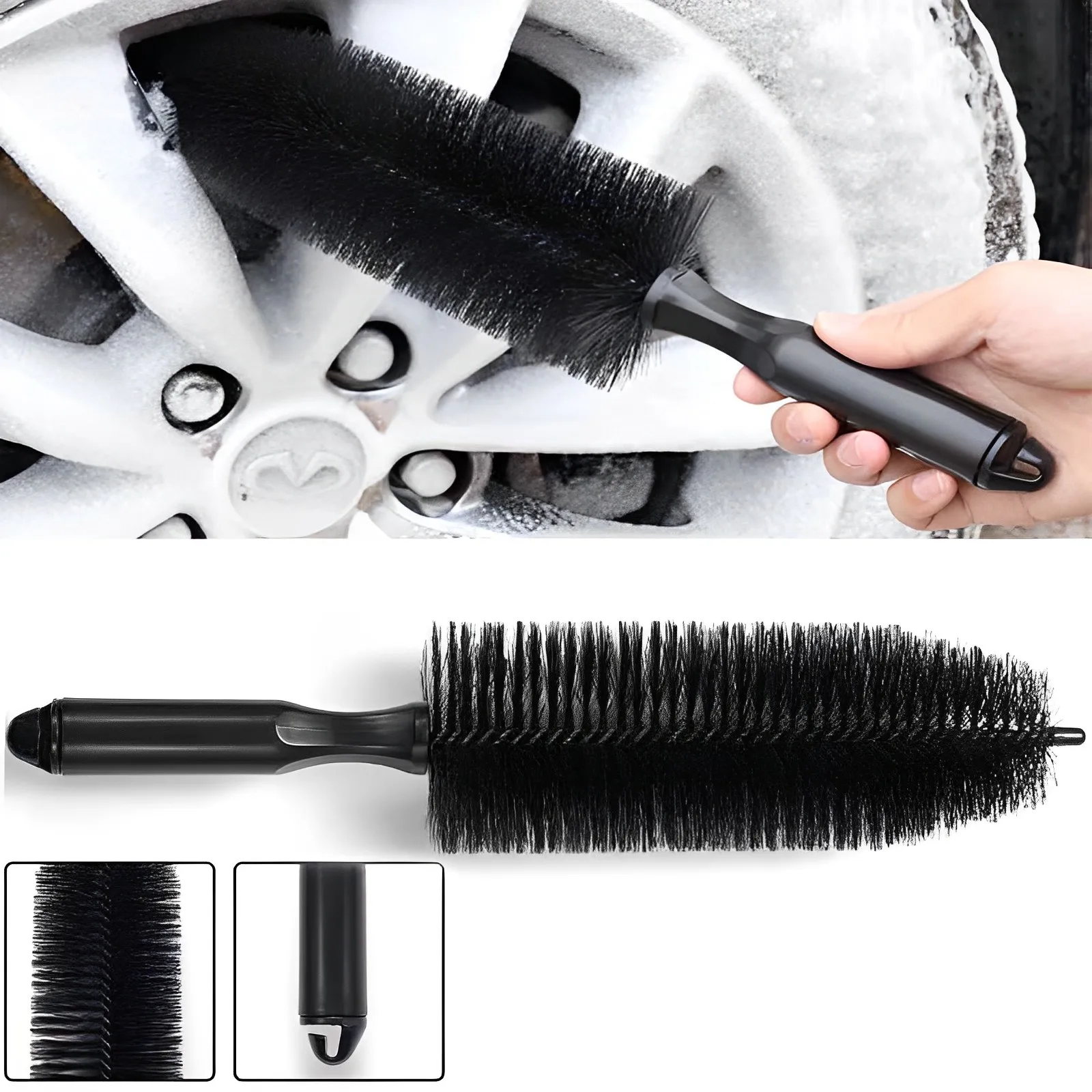 Car Wheel Tire Wash Cleaning Brush Car Rim Scrubber Cleaner Duster Handle Car Tyre Cleaning Detailing Brushes Car Cleaning Tools