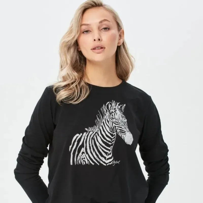 قمصان قطنية نقية طويلة الأكمام متعة زيبرا مطبوعة سوداء رقيقة بلوزات النساء الشارع الشهير تصميم القمم العصرية الخريف المرأة أنيقة #4