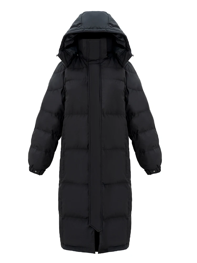 Imagem -05 - Graus 90 Pato Branco para Baixo Jaqueta Inverno com Capuz Preto Parkas Puffer Jaqueta Blusão Grosso Quente X-long Casal para Baixo Cabolsa 30