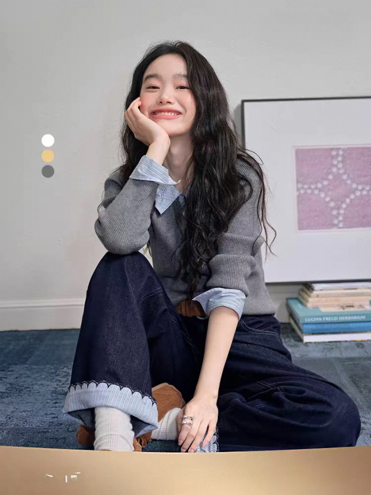 

Эффект похудения Ne Трикотаж для глаз Женская осень-зима Новый Sle Желтая полосатая искусственная двухсекционная длина све