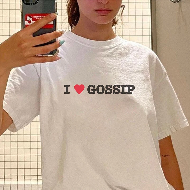 

I Love Heart Gossip Funny T Shirt Women Harajuku Graphic Tee Goth Clothes Vintage T-shirt Female Summer Fashion Tshirts Femme