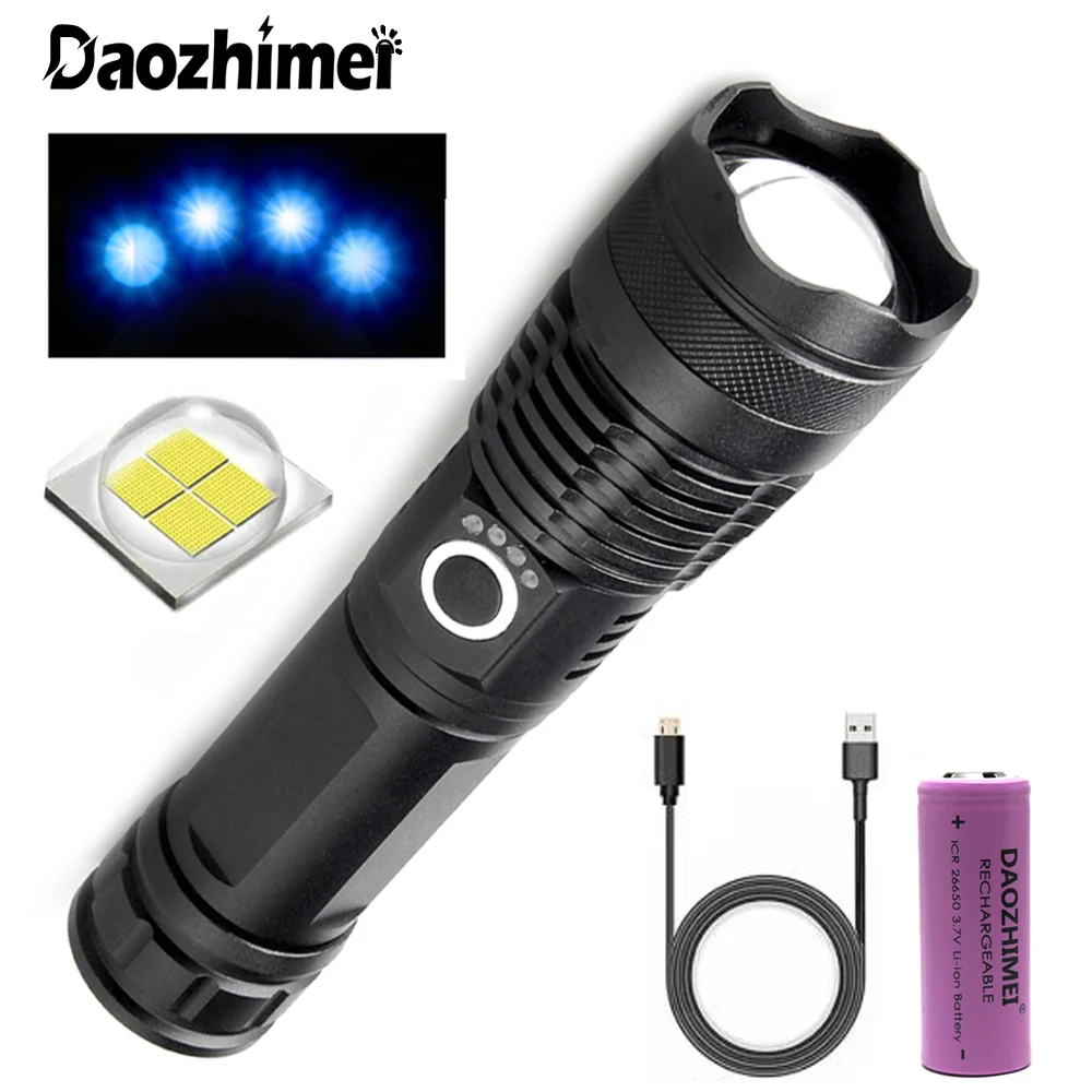 

High Strong Power Led Flashlights Tactical Emergency Spotlights Telescopic Zoom 5 Modes USB Rechargeable Camping Torch