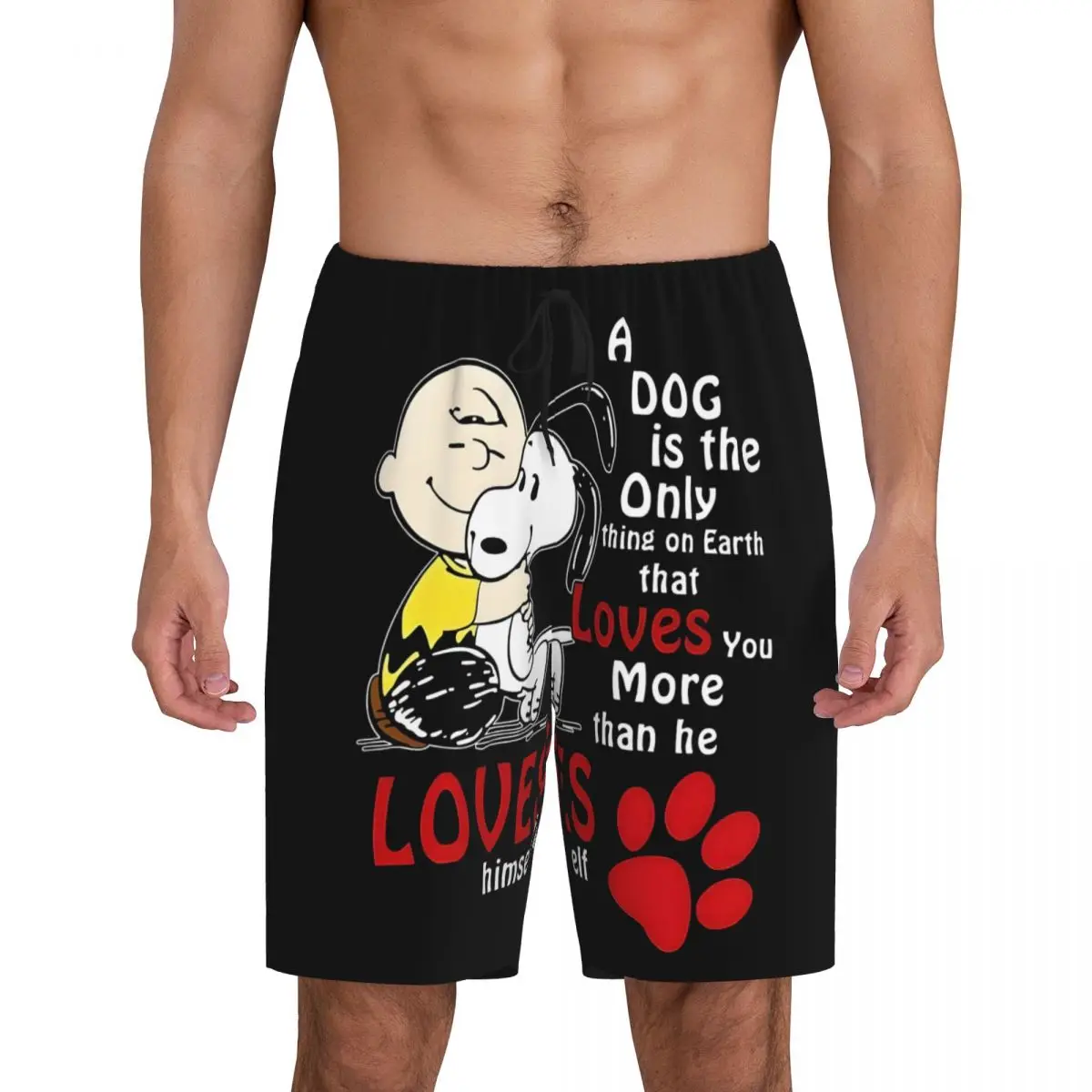 

Мужские пижамные штаны с милым рисунком Снупи на заказ, шорты для сна, одежда для сна на шнурке, пижамы с карманами