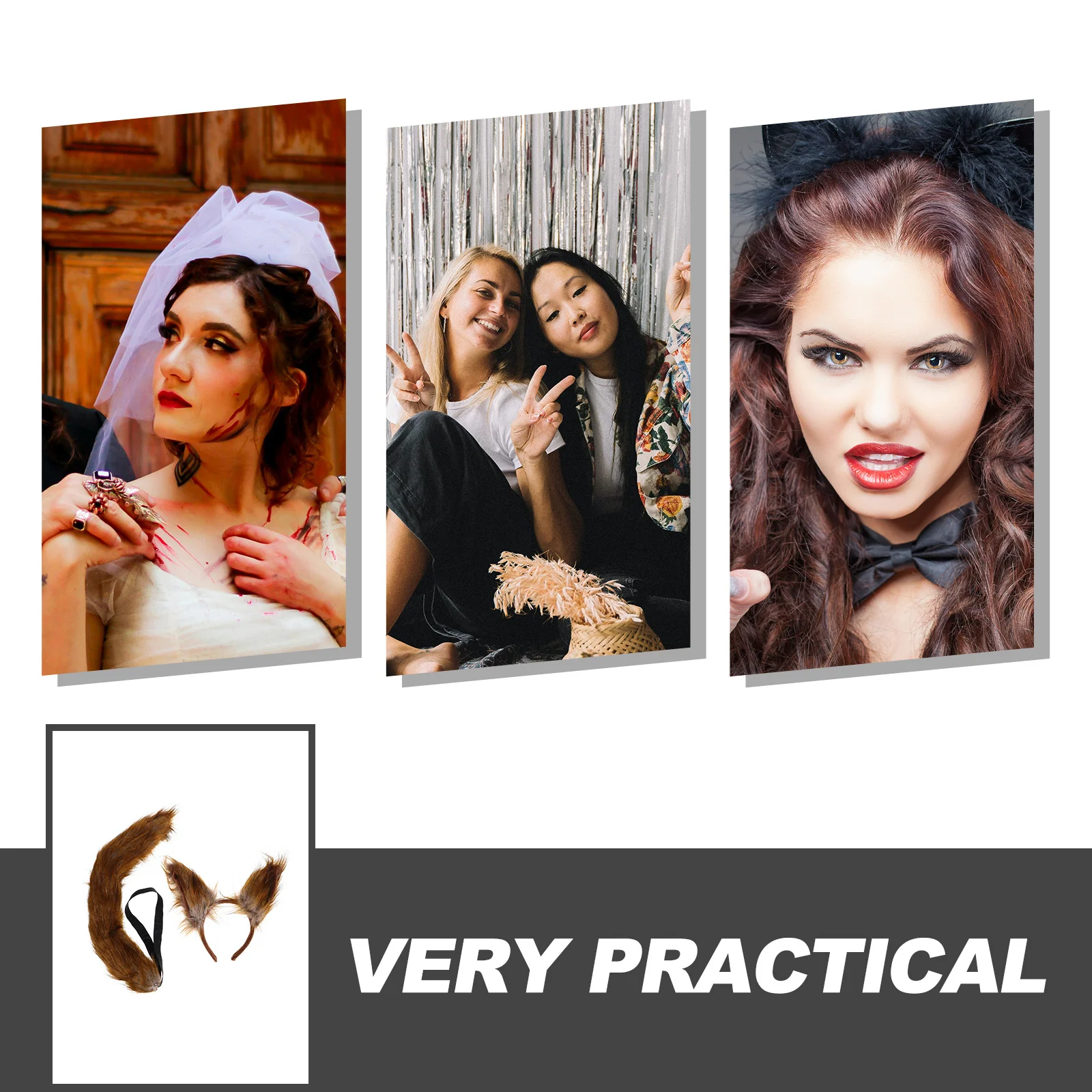 Sztuczne uszy i ogon lisa, realistyczne akcesoria do kostiumów zwierzęcych, na Halloween, cosplay i imprezy kostiumowe, sztuczne uszy lisa.