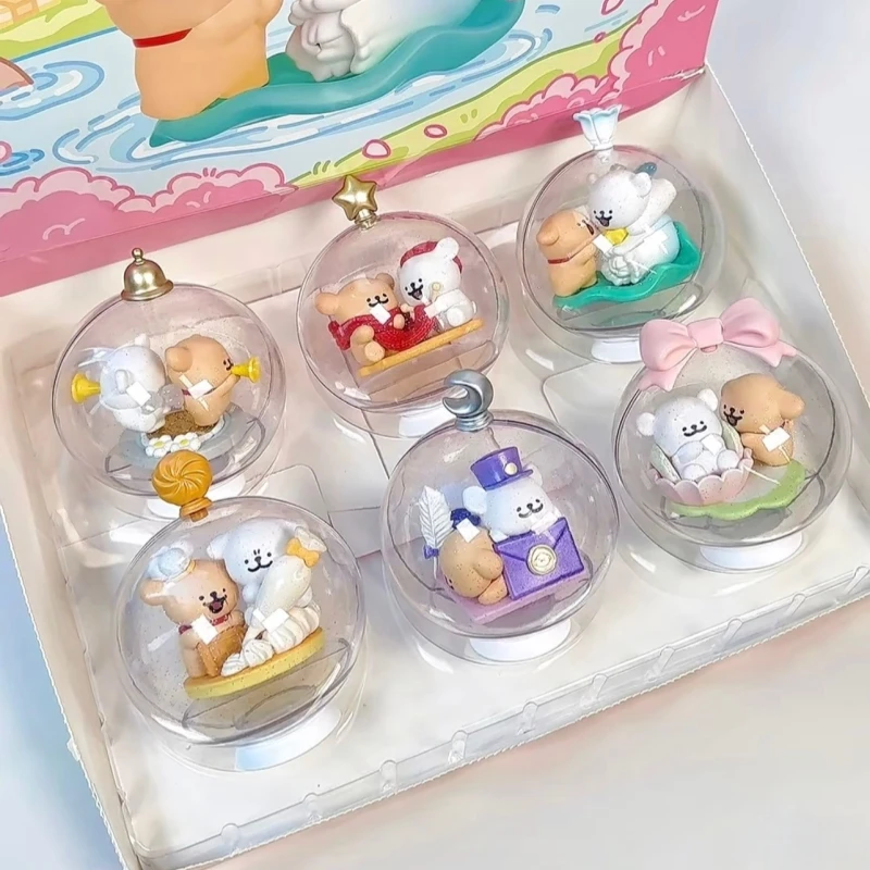 

FUNISM Maltese Small Gift Series Blind Box Cute Line Dog Crystal Ball Model Ornament Collection Model Children Gifts ﻿