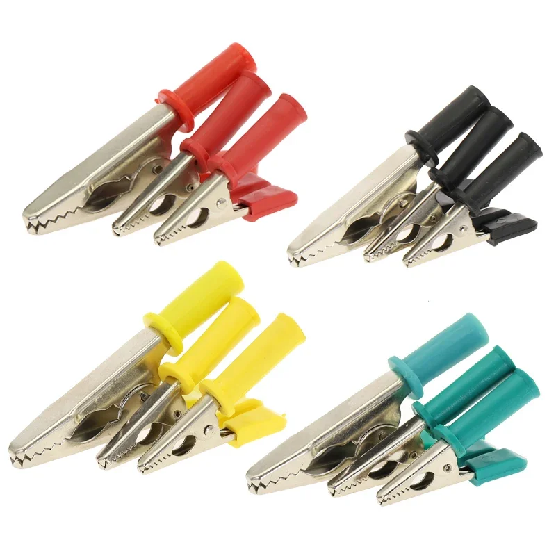 4pcs 20A 74MM 56MM 51MM Handle Test Probe Alligator Clip Electric Clamp Test Probe Table Alligator Clip