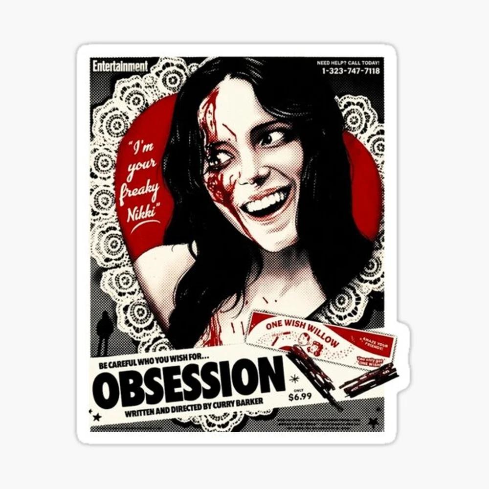 

Obsession Movie Vintage Sticker for Laptop Decor Bedroom Car Cute Cartoon Art Fashionable Public Suitcase