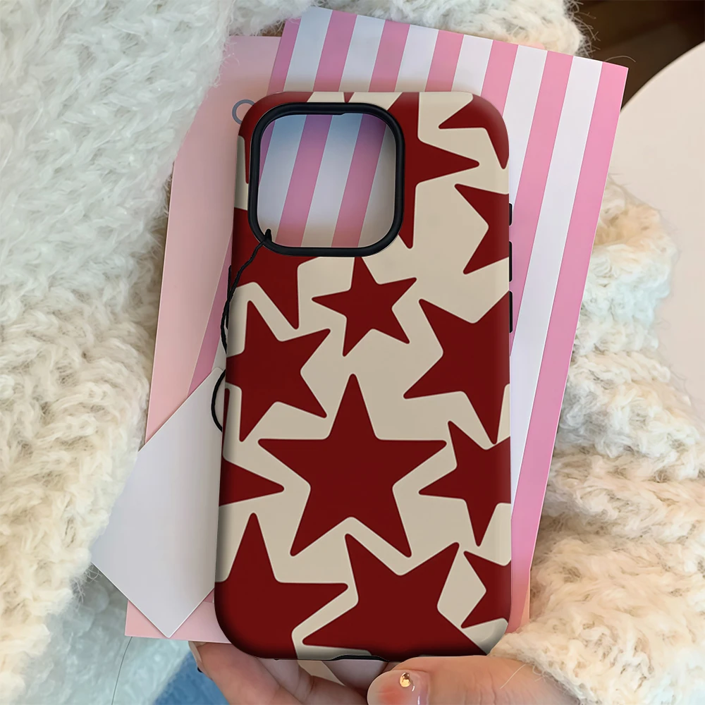 حافظة لهاتف آيفون 17 باللون العنابي ستار سكاتر آيفون 17 16 15 14 13 12 برو ماكس بلس غطاء خلفي مزدوج الطبقة