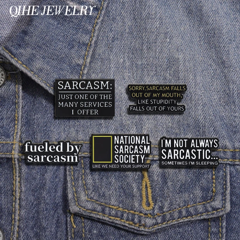 Fueled By Sarcasm Enamel Pins Funny Quotes Sarcan Just One of The Many Services I Offer Brooches Lapel Badge Jewelry Accessories