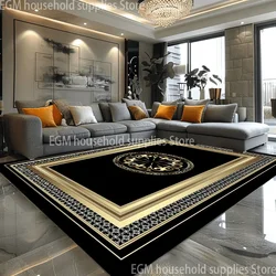European Style Luxury Large Rugs for Living Room Black Gold Parlor Sofa Carpet Non-slip Easy Cleaning Coffee Tables Mat 200x300