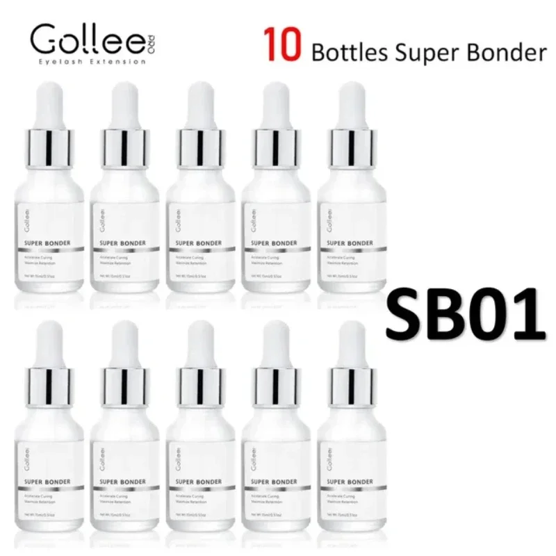 

10pcs Gollee Super Adhesive Eyelash Extensions Long Lasting Cleanser Adhesive Eyelash Primer Professional Primer Before Makeup