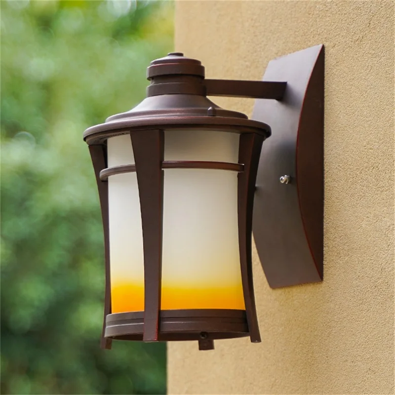 TEMOU Outdoor Wall Lamp LED Classical Retro coffee Light Sconces Waterproof Decorative for Home Aisle