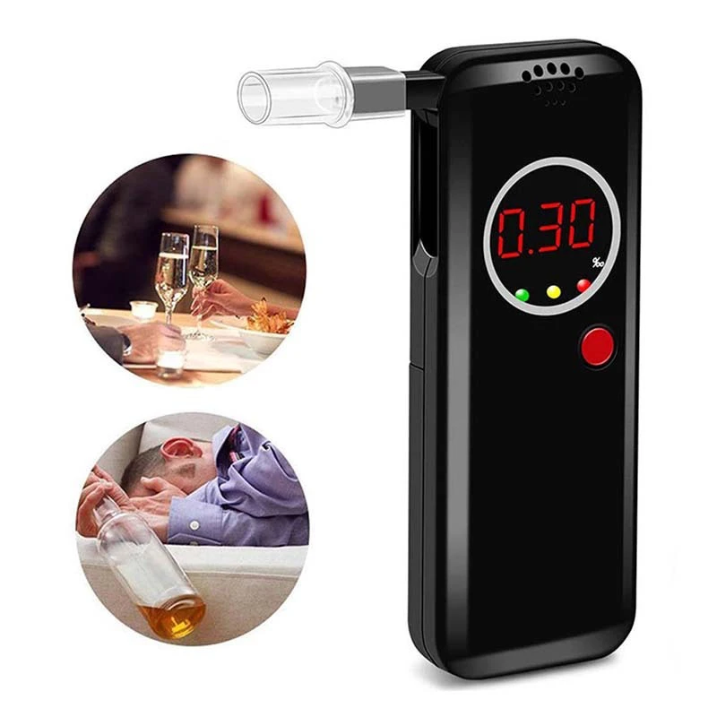 Breathalyzer Professional-grade Accuracy Alcohol Tester With Lcd Digital Display For Home And Party Use 6 Mouthpieces