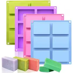 6 Cavity Silicone Soap Molds Square Rectangle Shape Handmade Soap Mould Portable Unique Soap Mold Making Tools Birthday Gifts