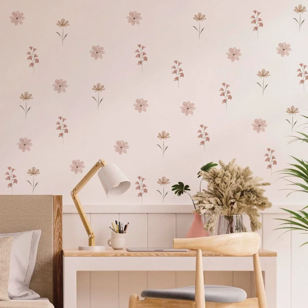 28Pcs Watercolor PVC Flora Peel and Stick Wall Stickers Removable for Kids Room, Playroom, Nursery, Colorful Wall ,Toilet Mirror