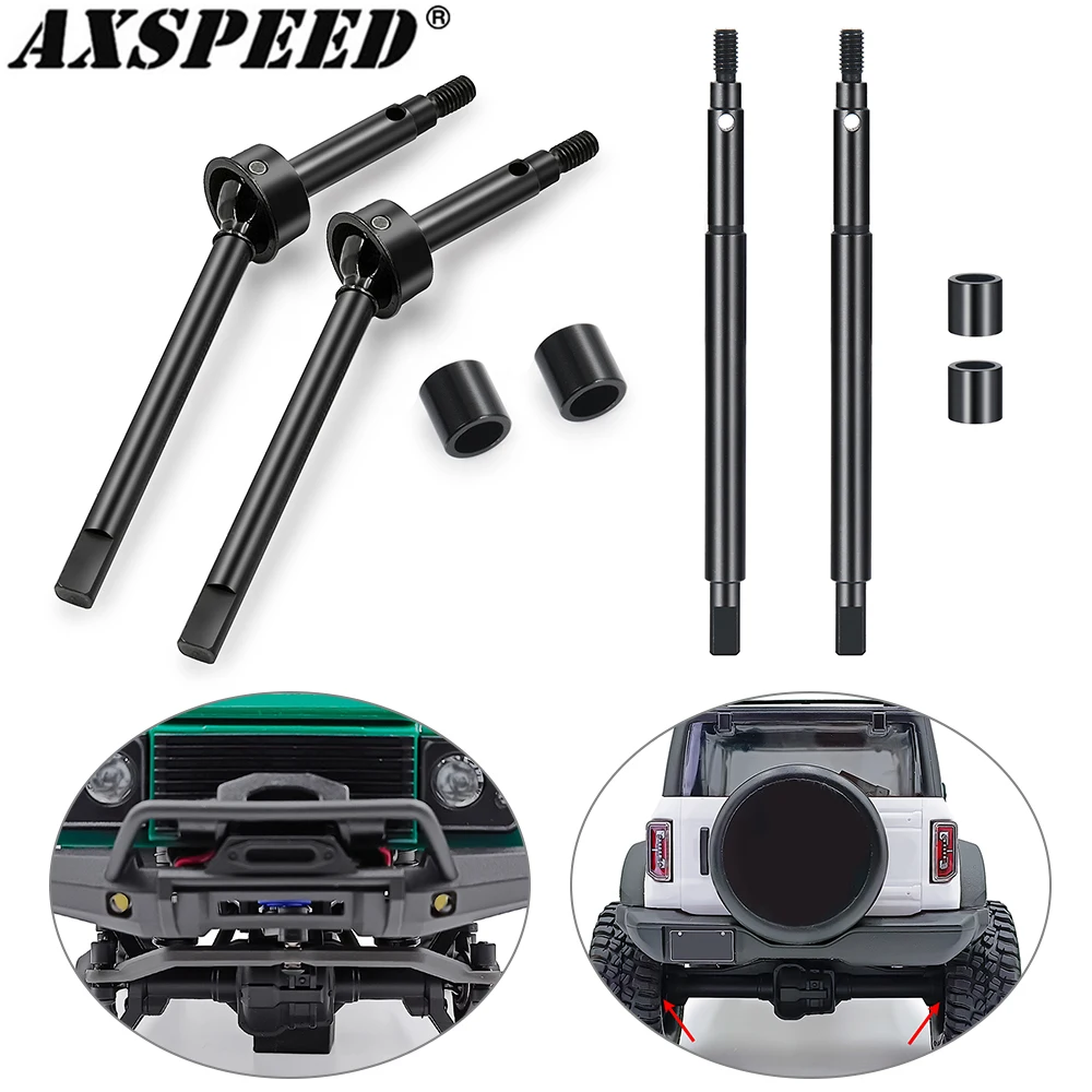 AXSPEED Steel CVD Drive Shafts Front Rear Axle Shaft Extended 5mm for 1/18 TRX4M Bronco Defender RC Crawler Car Accessories