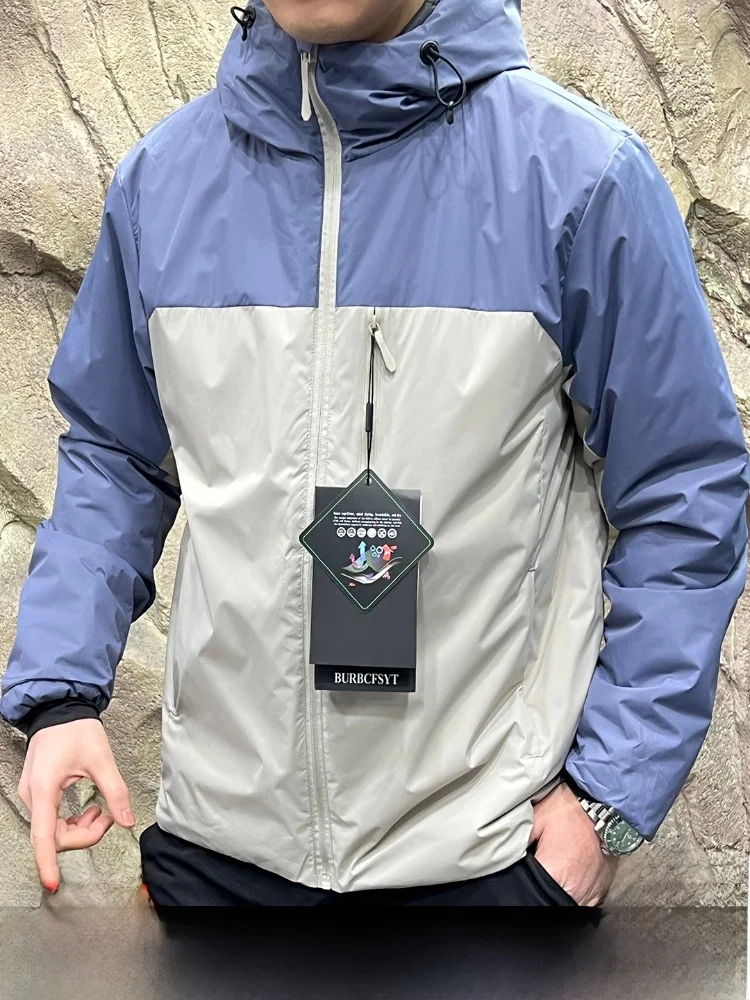 

Thiened Waterproof Cotton Jaet Men's Outdoor Warmth Hooded Windproof Winter Coat Stand Fit Long Sve Youth Faion