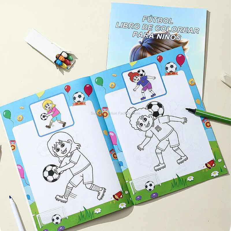 English / Spanish Coloring Book A4 Football Baby Coloring Book Early Education Cognitive Drawing Book