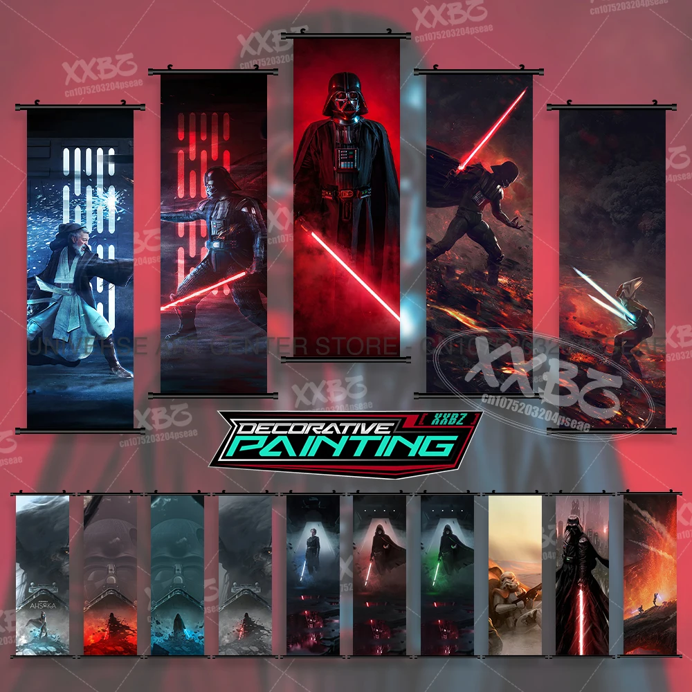 

Star Wars Poster Anakin Skywalker Wall Art Yoda Scroll Picture lightsaber Movie Hanging Painting Darth Maul Shii-Cho Home Decor