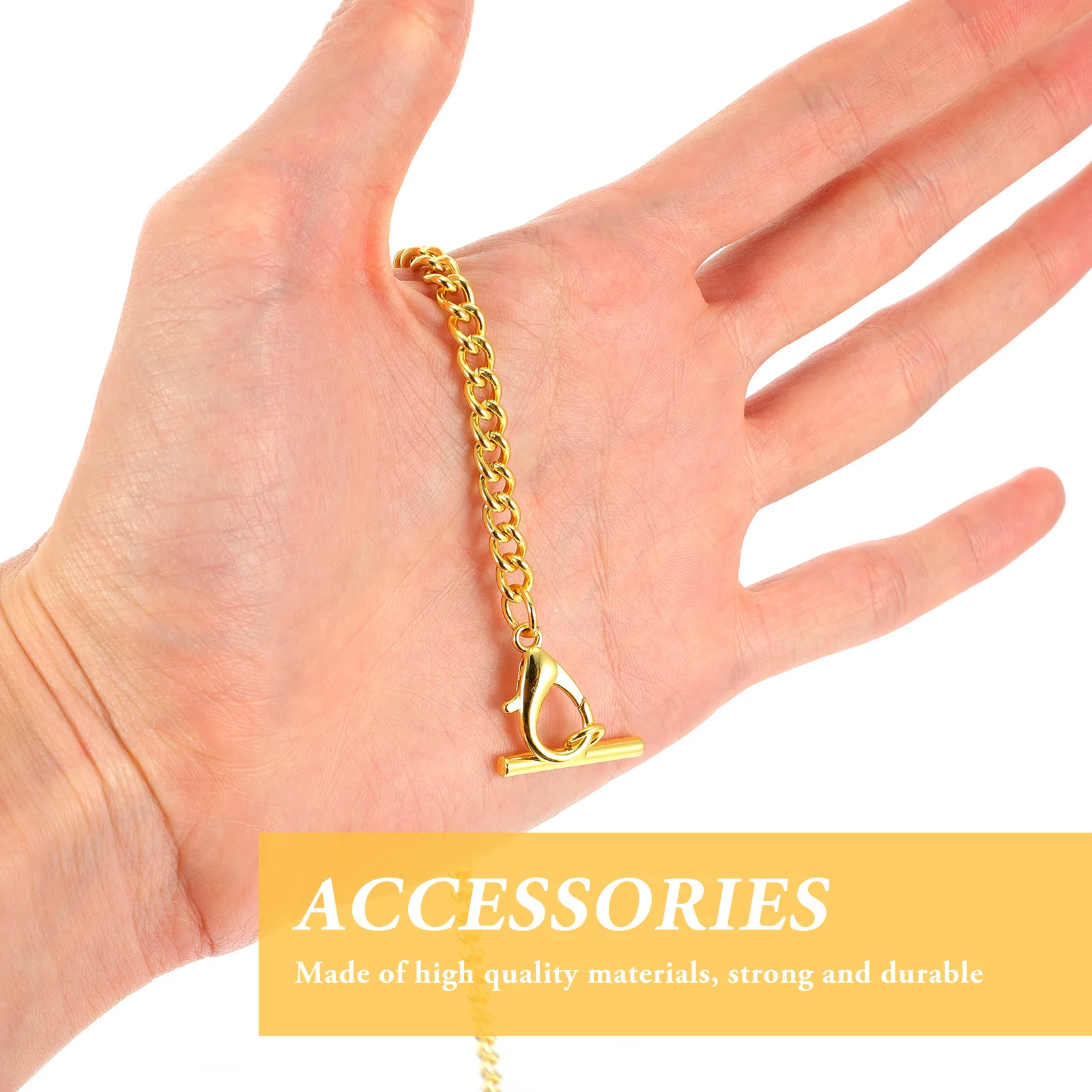 Relógio de bolso para homens, corrente t-bar, fecho lagosta, acessório de roupas diy, corrente de colete, jeans de metal, decoração, link, presente