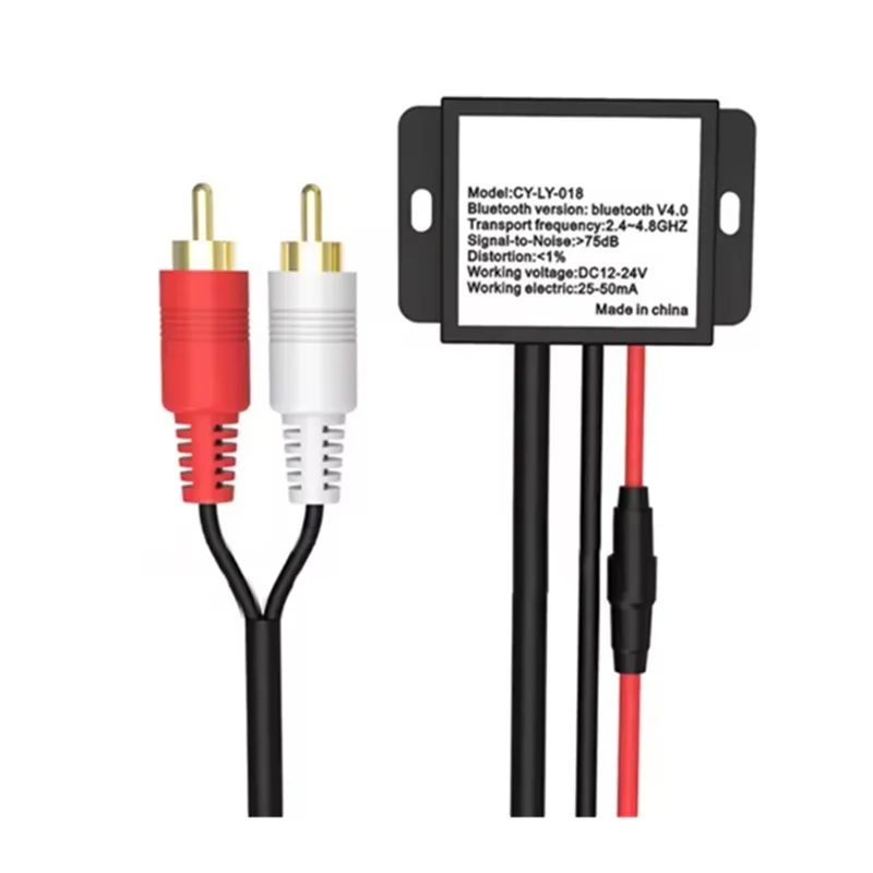 

Car Music Receiver Module Wireless Bluetooth V4.0 Aux Adapter DC12-24V Kit For 2RCA Interface