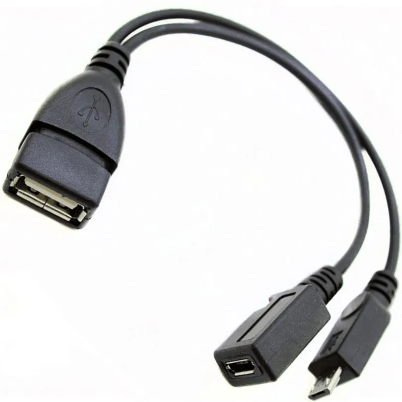 5Pcs Micro USB OTG Data Cable With Power Supply Port, Micro USB OTG Cord
