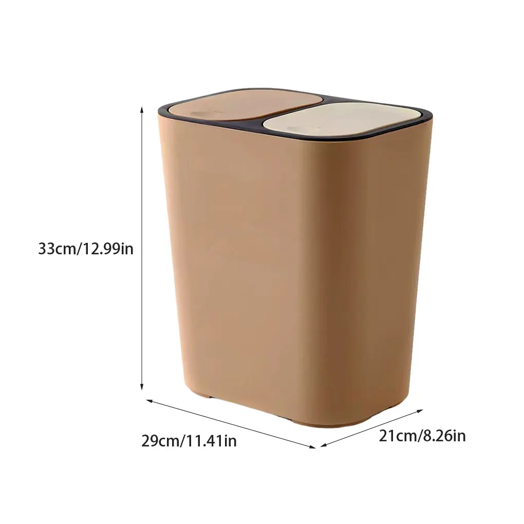 Rectangle Plastic Push-button Trash Can Convenient And Lightweight Innovative Versatile Waste Bins Coffee 29X21X33CM