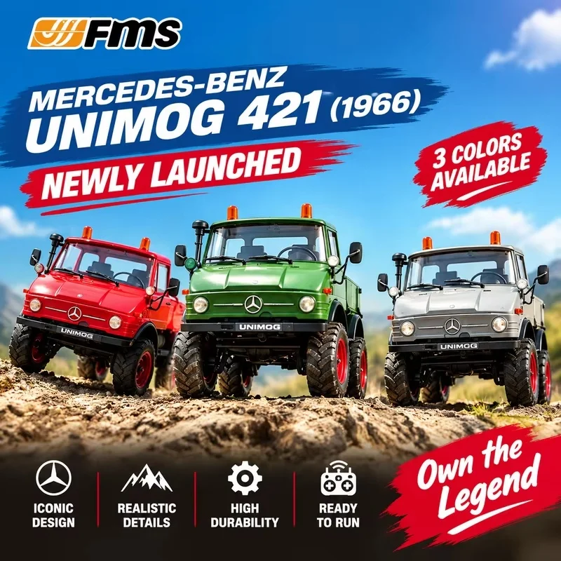 FMS 1:24 Unimok FCX RC Rock Crawler, Ready-to-Run 4WD Electric Off-Road Simulation Car, Great Hobby Model for RC Enthusiasts