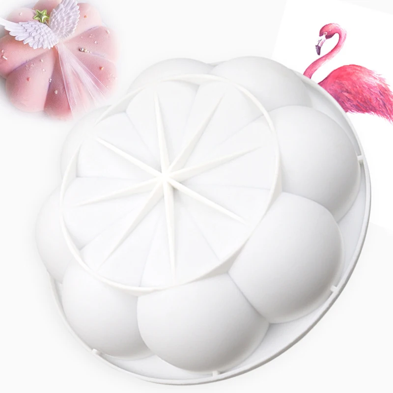8-Petal Flower Silicone Cake Mold for Ice Cream Chocolate Mousse Jelly Pudding Pastry Dessert Bread Bakeware Pan Decorating Tool